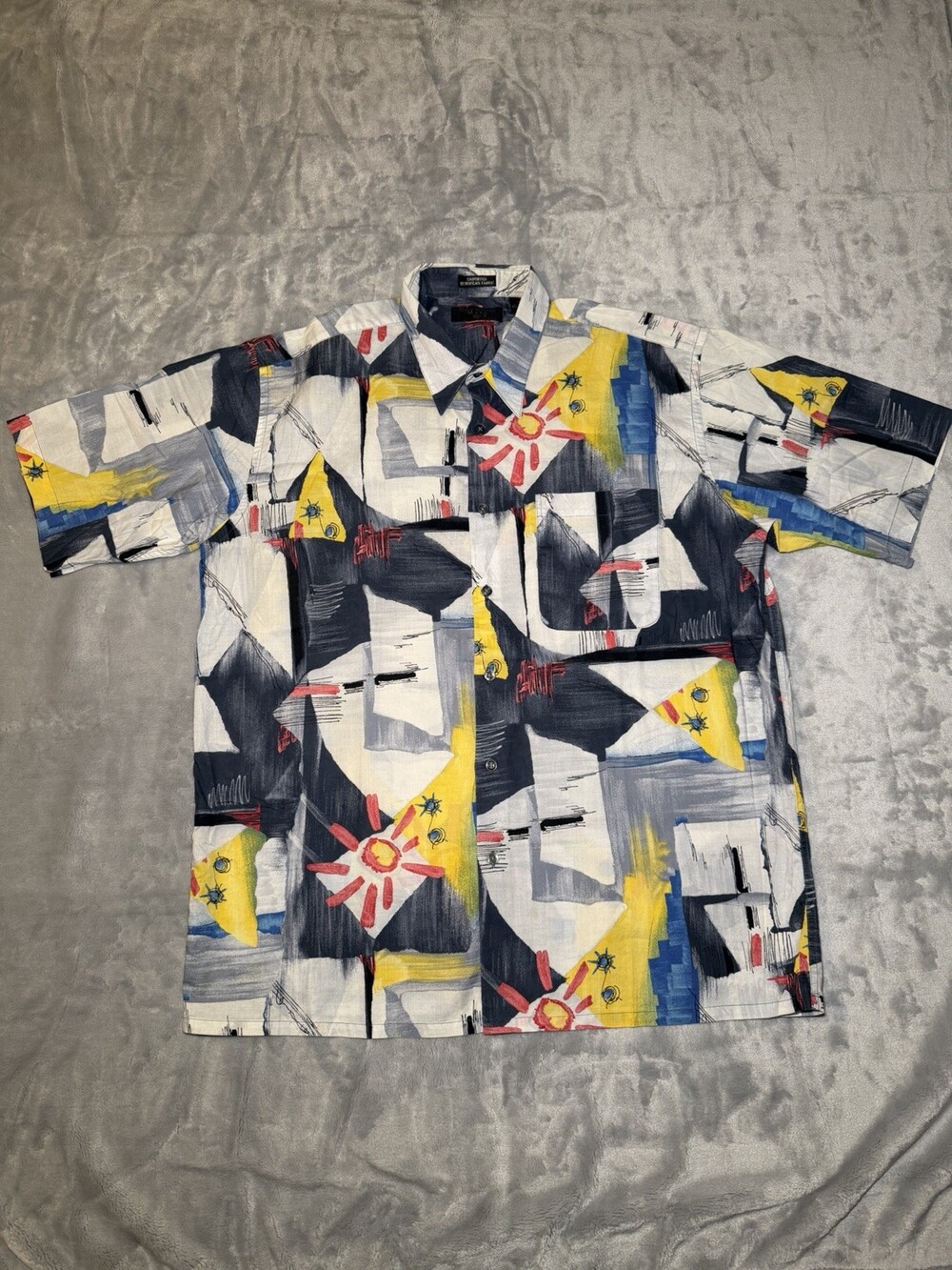 Countess Mara Button Up Shirt Men’s Size XL Multicolor Art Geometric 90s Exc.